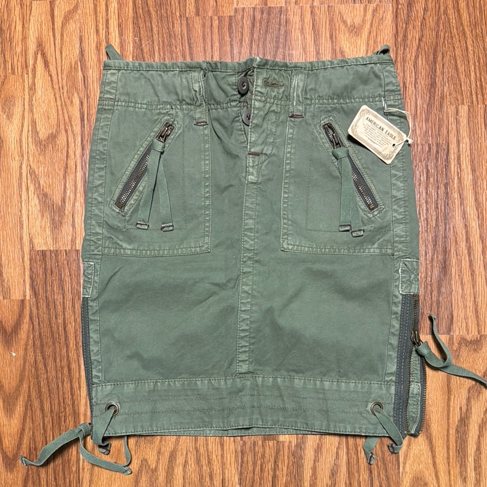 Hunter Green Utility Skirt with Zipper Pockets